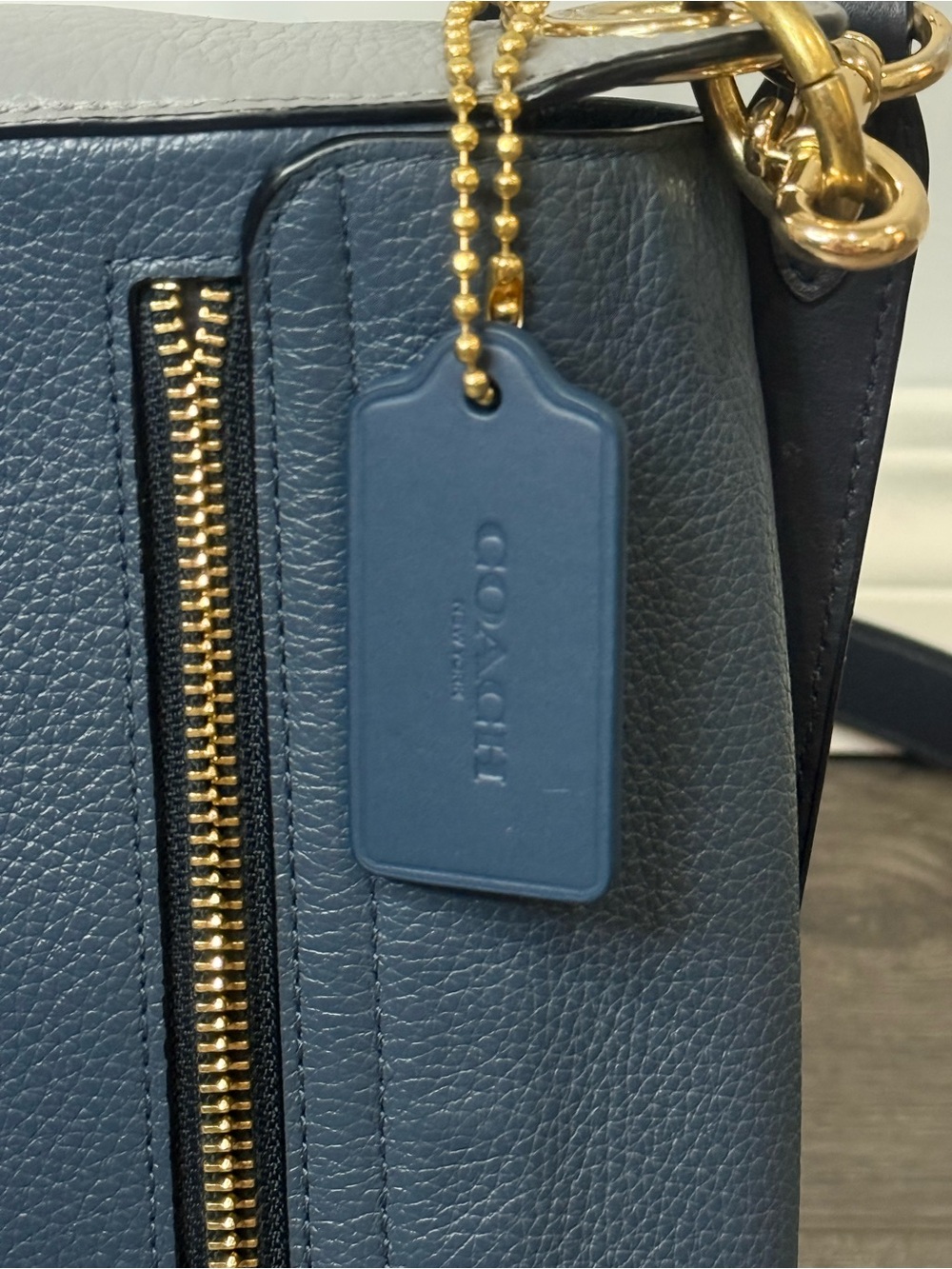 💙Coach Beat Saddle Bag C3688 Blue Pebbled Leather & Suede Crossbody 2021 - Picture 8 of 9